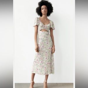 ZARA Green Floral Maxi Dress